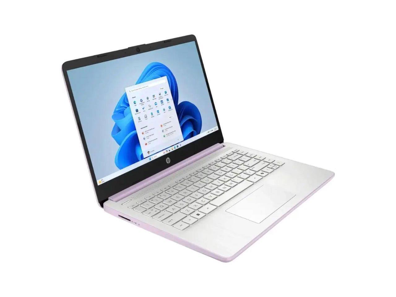Alt View 3. HP - HP 14-dq3140nr 14" HD Laptop, Intel Celeron N4500 1.1GHz, 4GB RAM, 64GB eMMC, Windows 11 Home S Mode, Honey Lavender - Honey Lavender.