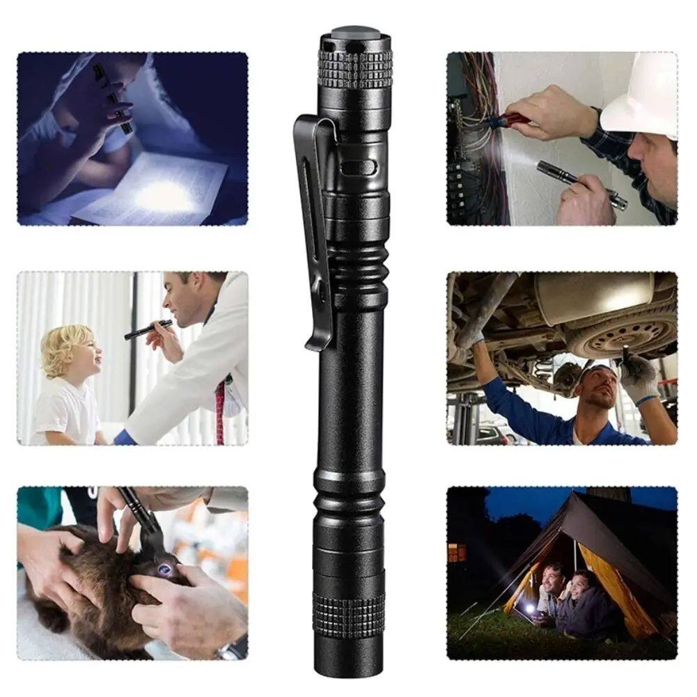 Alt View 4. Cluzine - Mini Pen Flashlight 100 Lumens, Pocket Clip, Bright LED, Waterproof for Camping,Car Repair.
