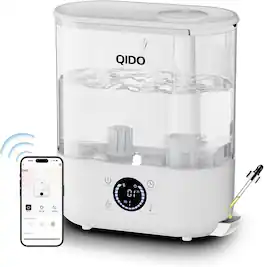 QIDO - Smart Humidifiers 1.32Gal/5L Top Fill Supersized Humidifier Ultra-quiet 36H Runtime - White