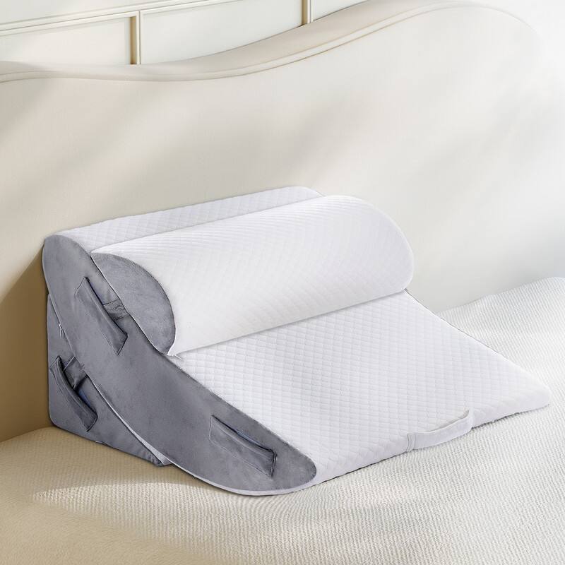 Front. Dyonery - Dyonery memory foam wedge-shaped  pillow pad, adjustable leg, back and arm support, sitting and standing rest pillow - white.