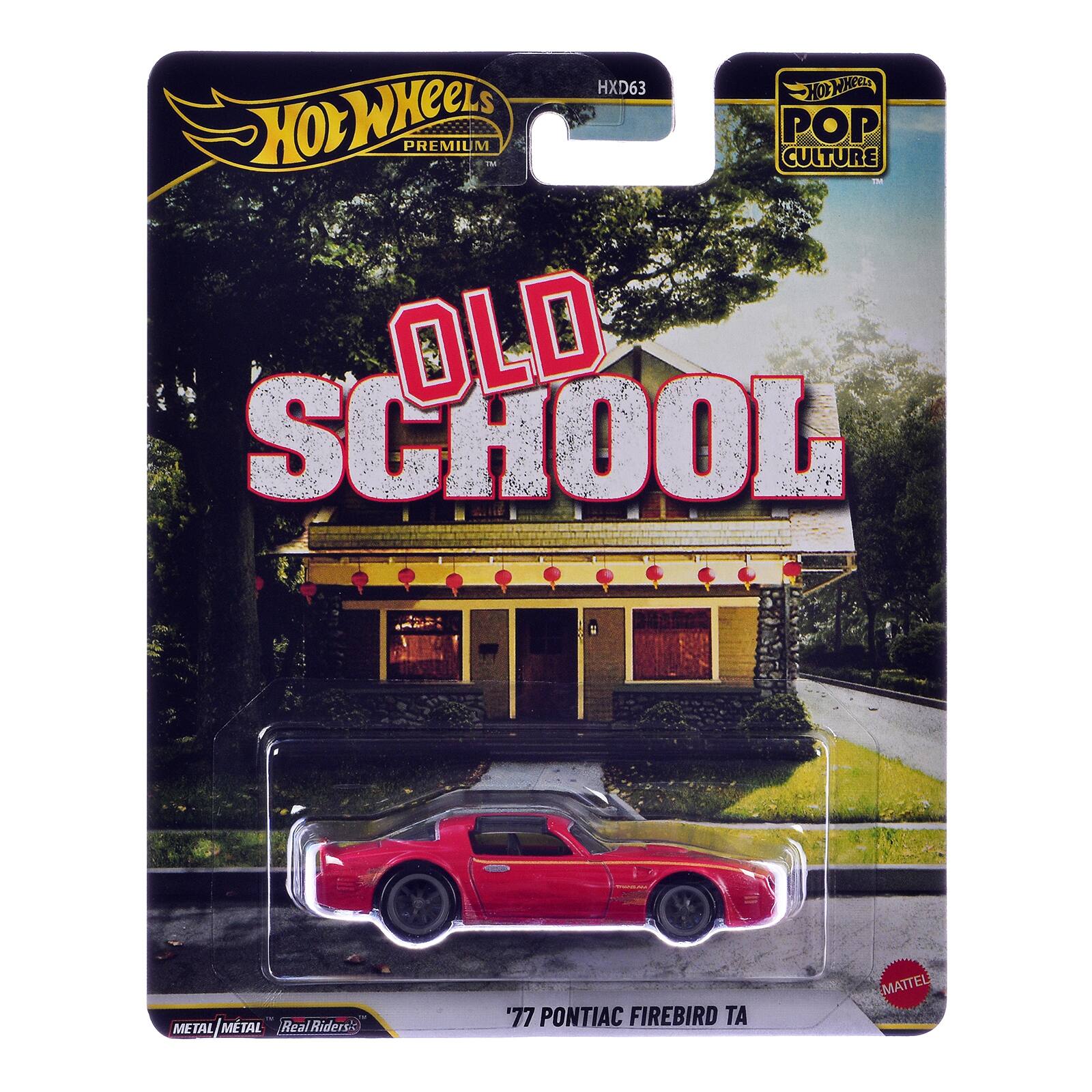 HXD63 HOO WHEELS HOLWHEELD PREMIUM TM POP CULTURE OLD SCHOOL  
METAL/MTAL RealRidersk  
'77 PONTIAC FIREBIRD TA  
MATTEL