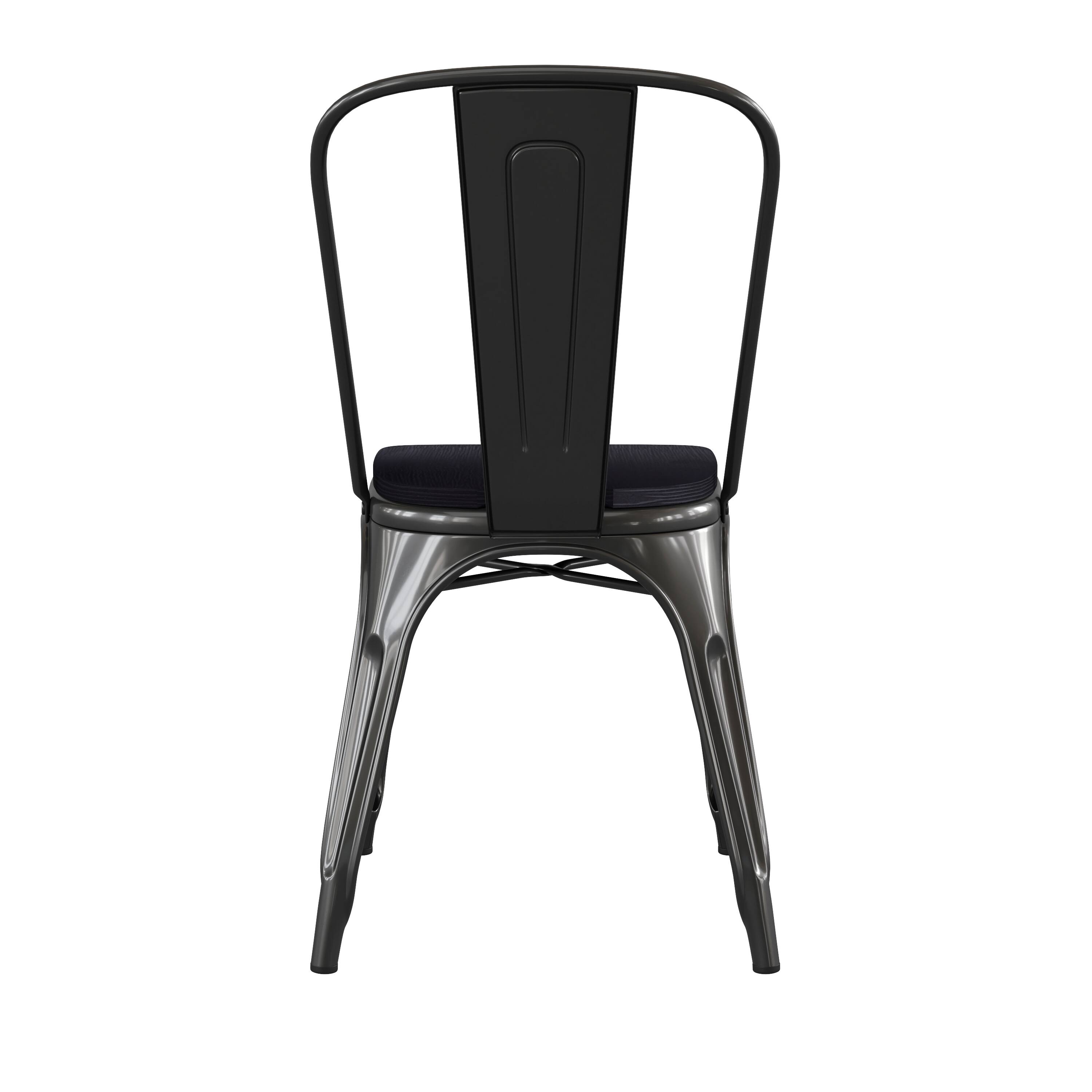 Alt View 8. Emma + Oliver - Perth Metal Stacking Dining Chairs with Poly Resin Seats for Indoor/Outdoor Use - Black Seat/Black Frame.