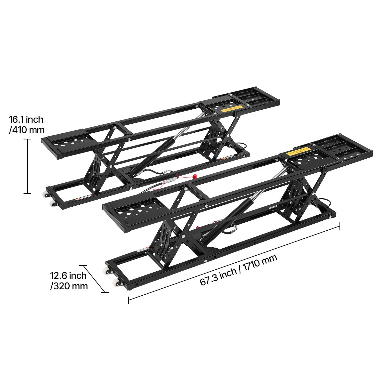 16.1 inch / 410 mm  
12.6 inch / 320 mm  
67.3 inch / 1710 mm