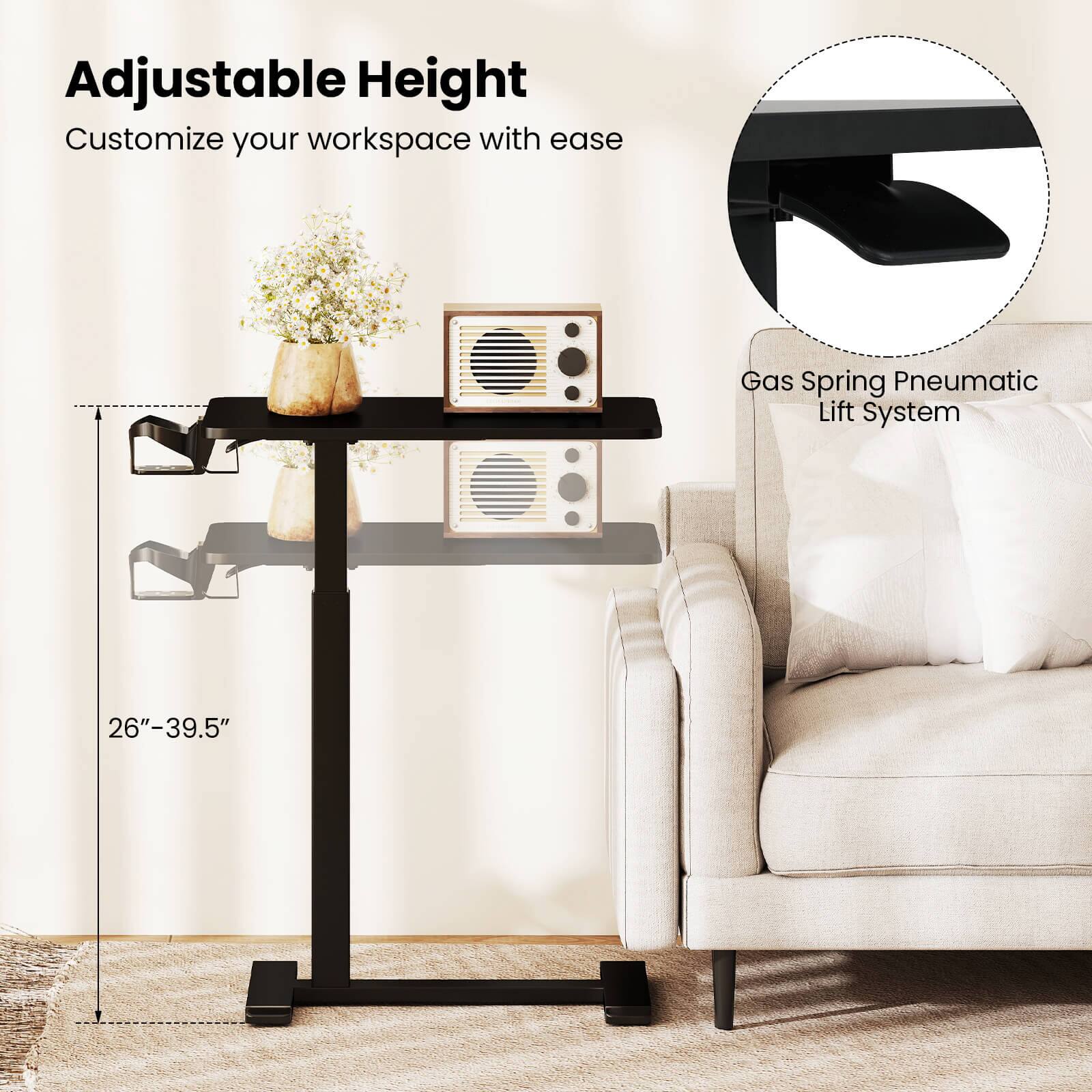 Adjustable Height  
Customize your workspace with ease  

Gas Spring Pneumatic Lift System  

26"–39.5"
