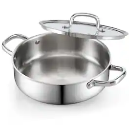 Cook N Home - 4 Quart Saute Pan with Lid 02806 - Silver
