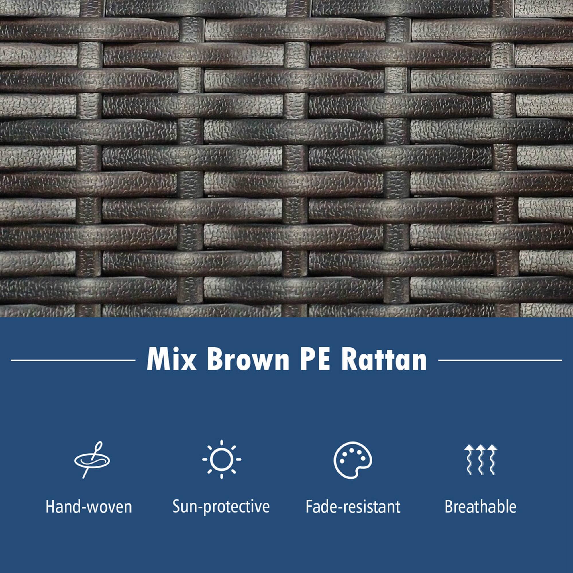 Mix Brown PE Rattan Hand-woven Sun-protective Fade-resistant Breathable