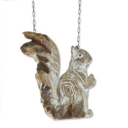 K&K Interiors - Whitewashed Resin Sitting Squirrel Arrow Replacement Sign 9.5 inch - Arrow Sold Separately - Gray