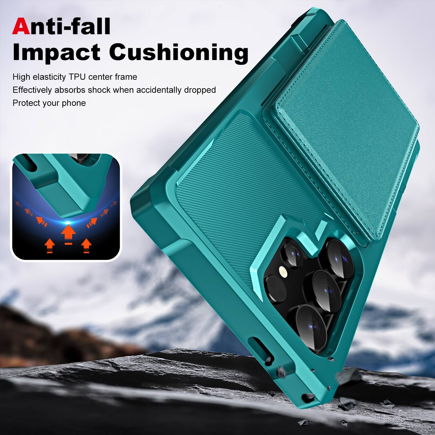 Anti-fall Impact Cushioning

High elasticity TPU center frame
Effectively absorbs shock when accidentally dropped
Protect your phone
