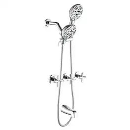 Boyel Living - Shower Set with Three Handle Control and Seven Function Dual Shower Heads - Polished Chrome