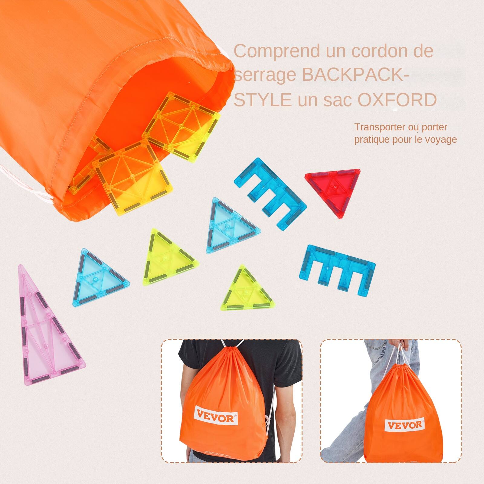 Comprend un cordon de serrage BACKPACK-STYLE un sac OXFORD

Transporter ou porter pratique pour le voyage

VEVOR