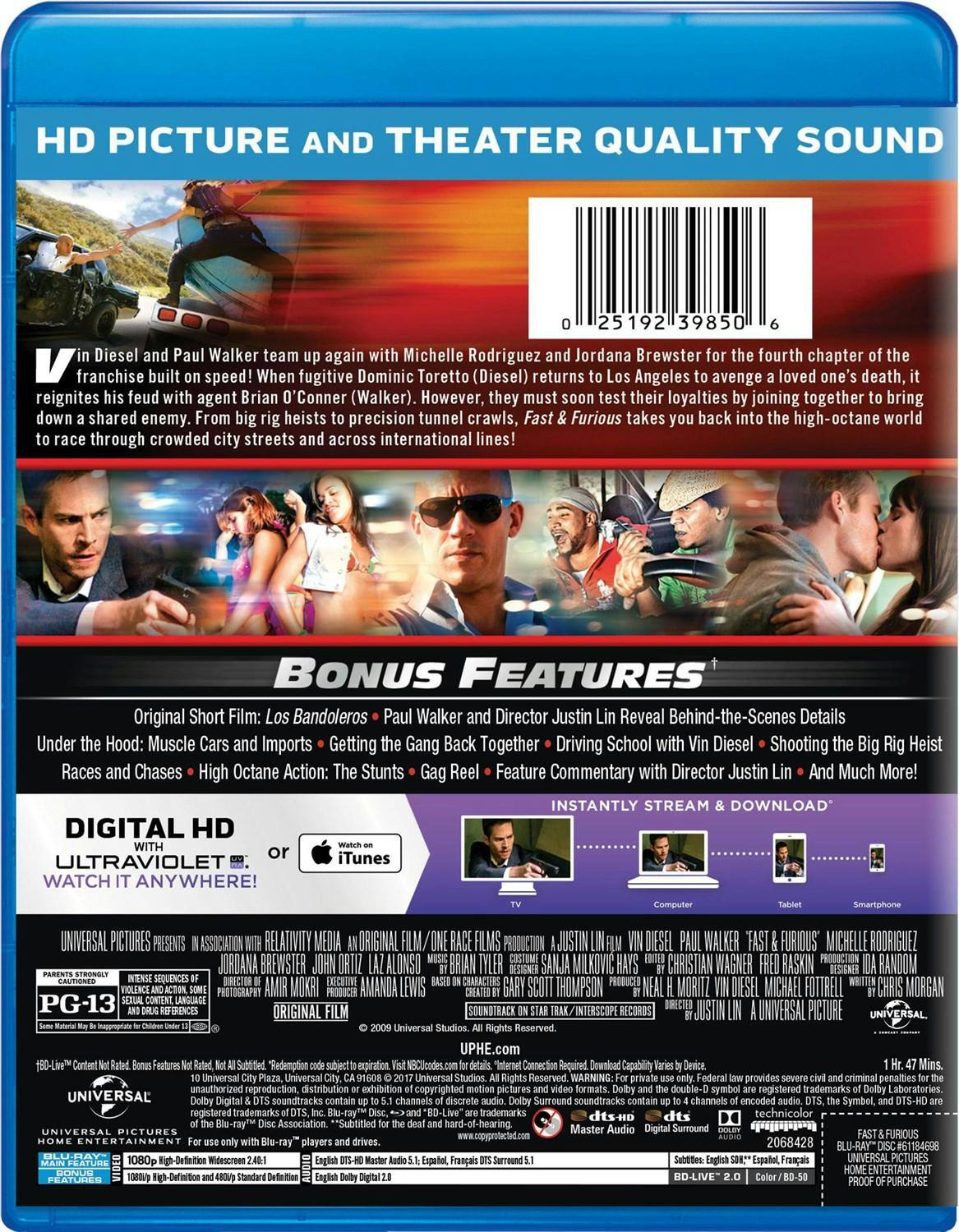 Back. Fast & Furious (Digital) [Blu-ray].