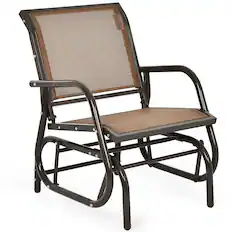 Front. Costway - Costway Outdoor Single Swing Glider Rocking Chair Armrest Garden Porch Backyard - Brown.