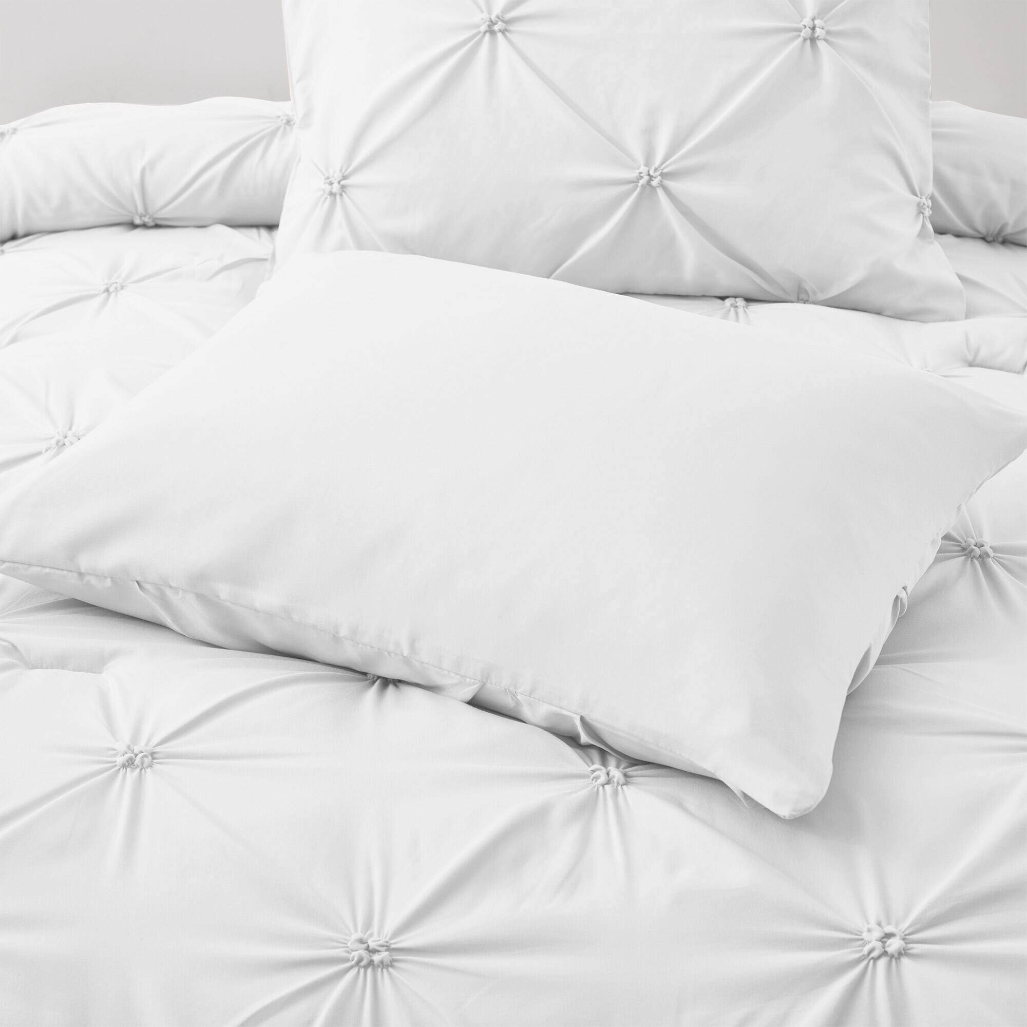 Alt View 1. Nest - Peace Nest 3 Pieces Pinch Pintuck Comforter Set Bedding Set for All Season - White.