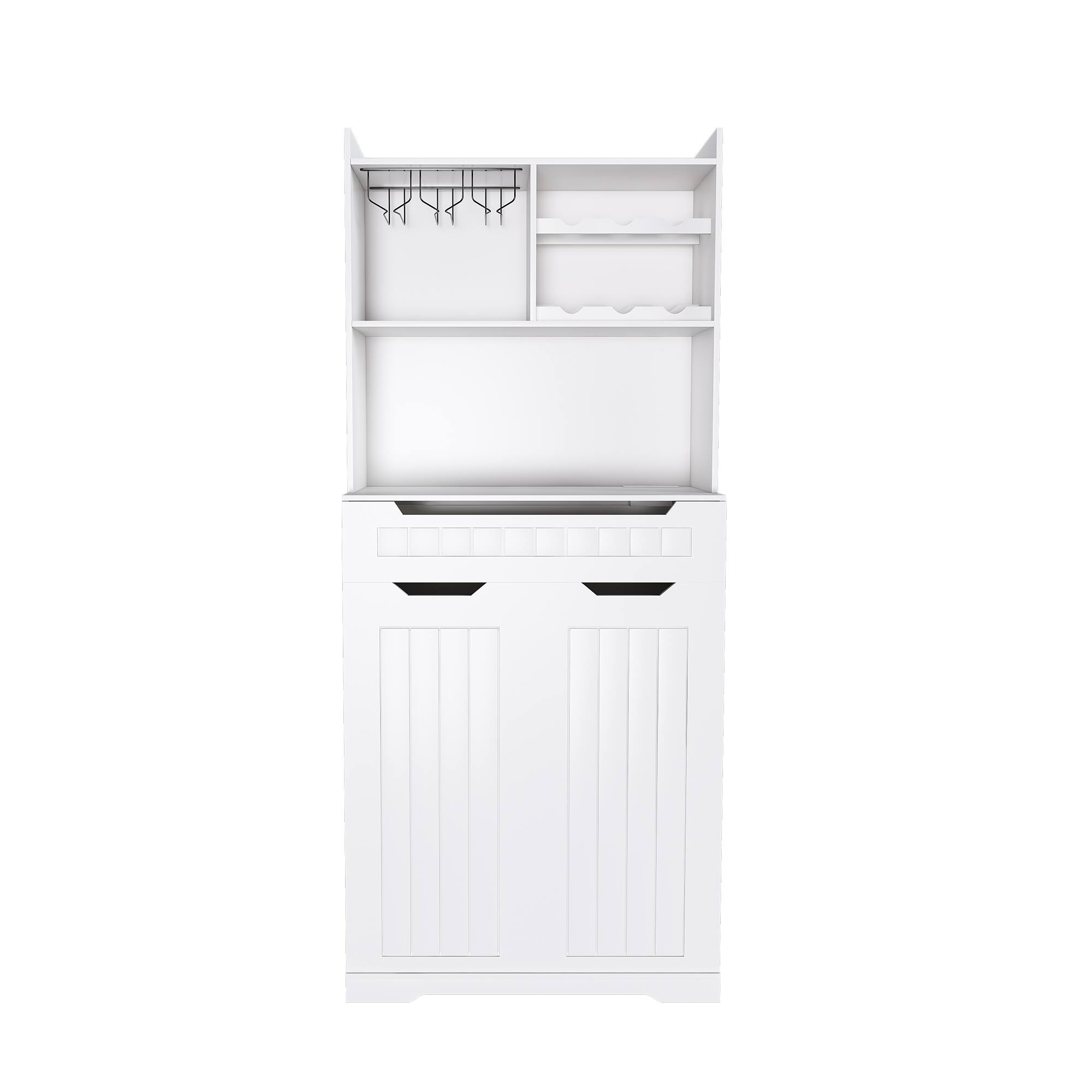 SlickBlue - Modern Buffet Cabinet with Hutch, 2 Drawers, and Barn Doors for Kitchen - White