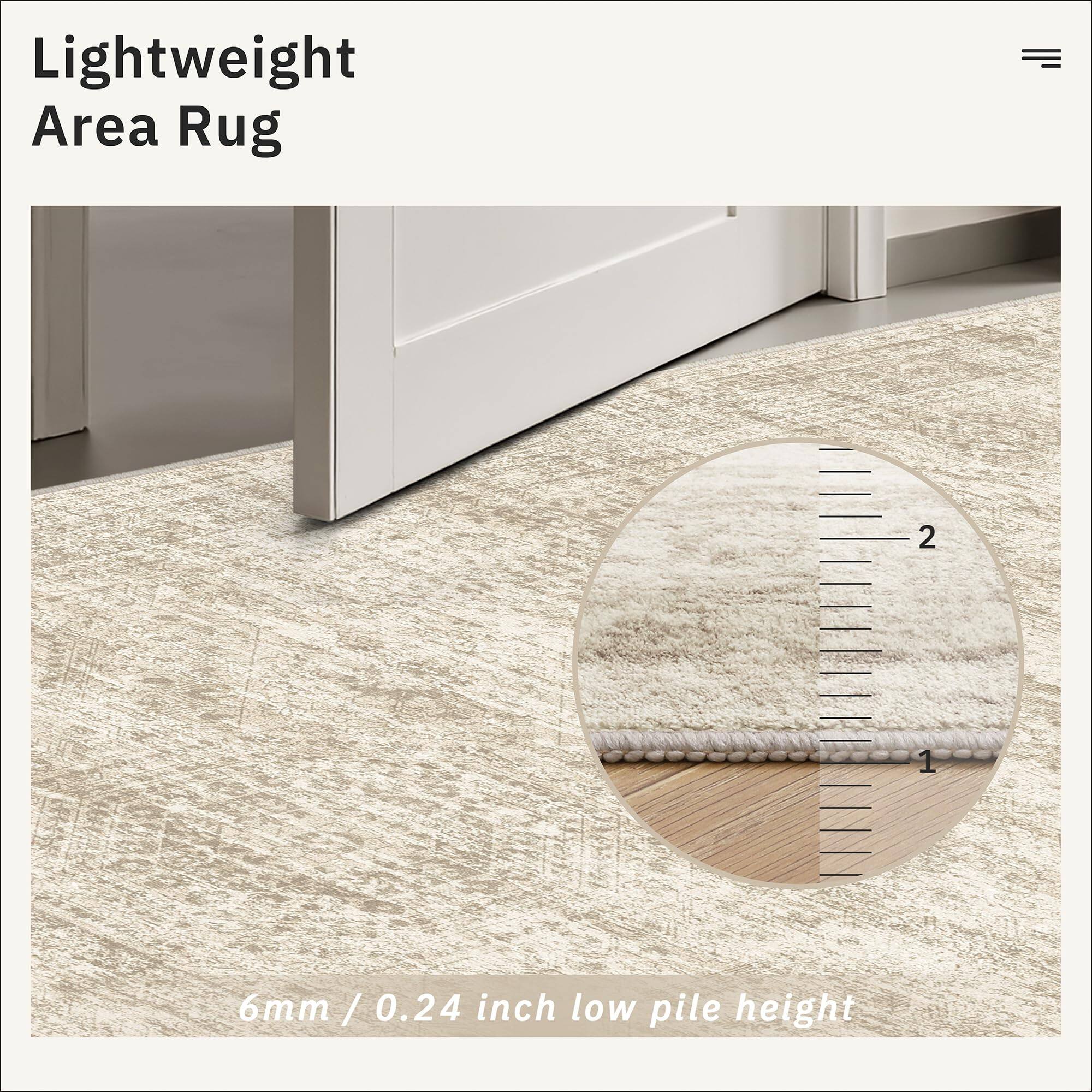 Lightweight Area Rug

6mm / 0.24 inch low pile height