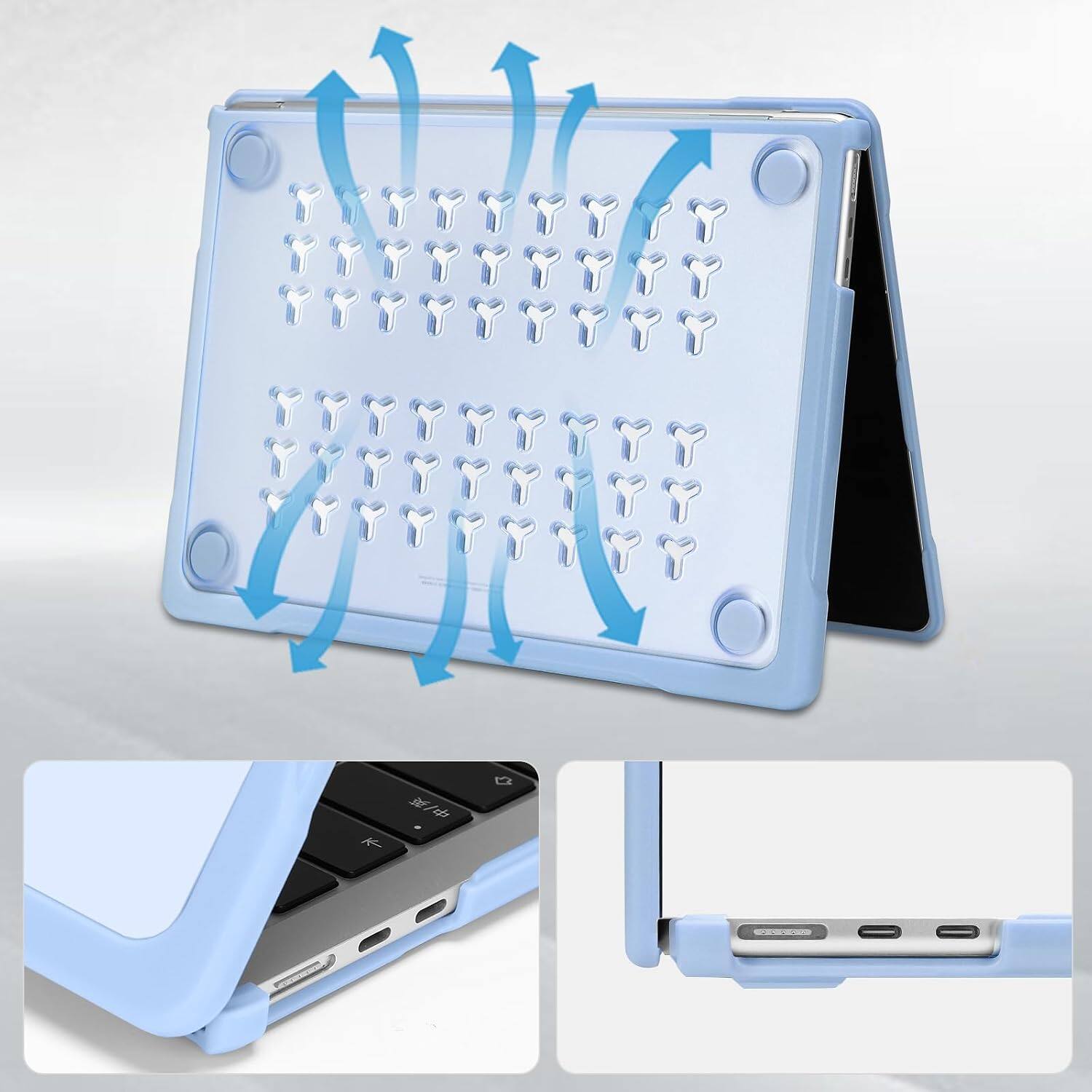 Alt View 1. mosiso - For MacBook Air 13.6 inch M5 M4 M3 M2 A3449 A3240 A3113 A2681 2026-2022, Crack-Resistant Hard Case with Soft TPU Bumper - Air Blue.