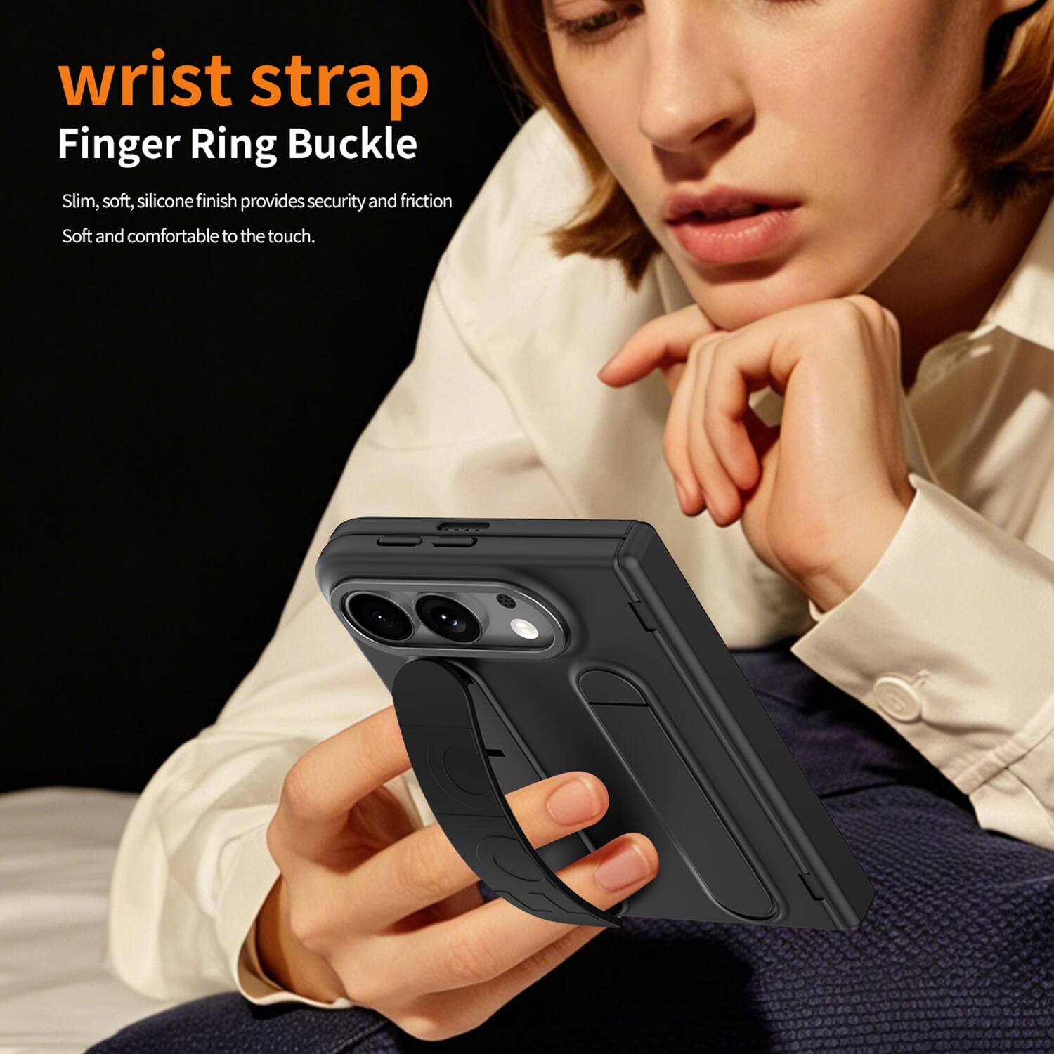 wrist strap Finger Ring Buckle Slim, soft, silicone finish provides security and friction Soft and comfortable to the touch.