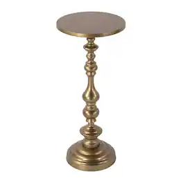 Butler Specialty - Mario 10 in. W Round All Metal Pedestal Base End Table - Antique Gold