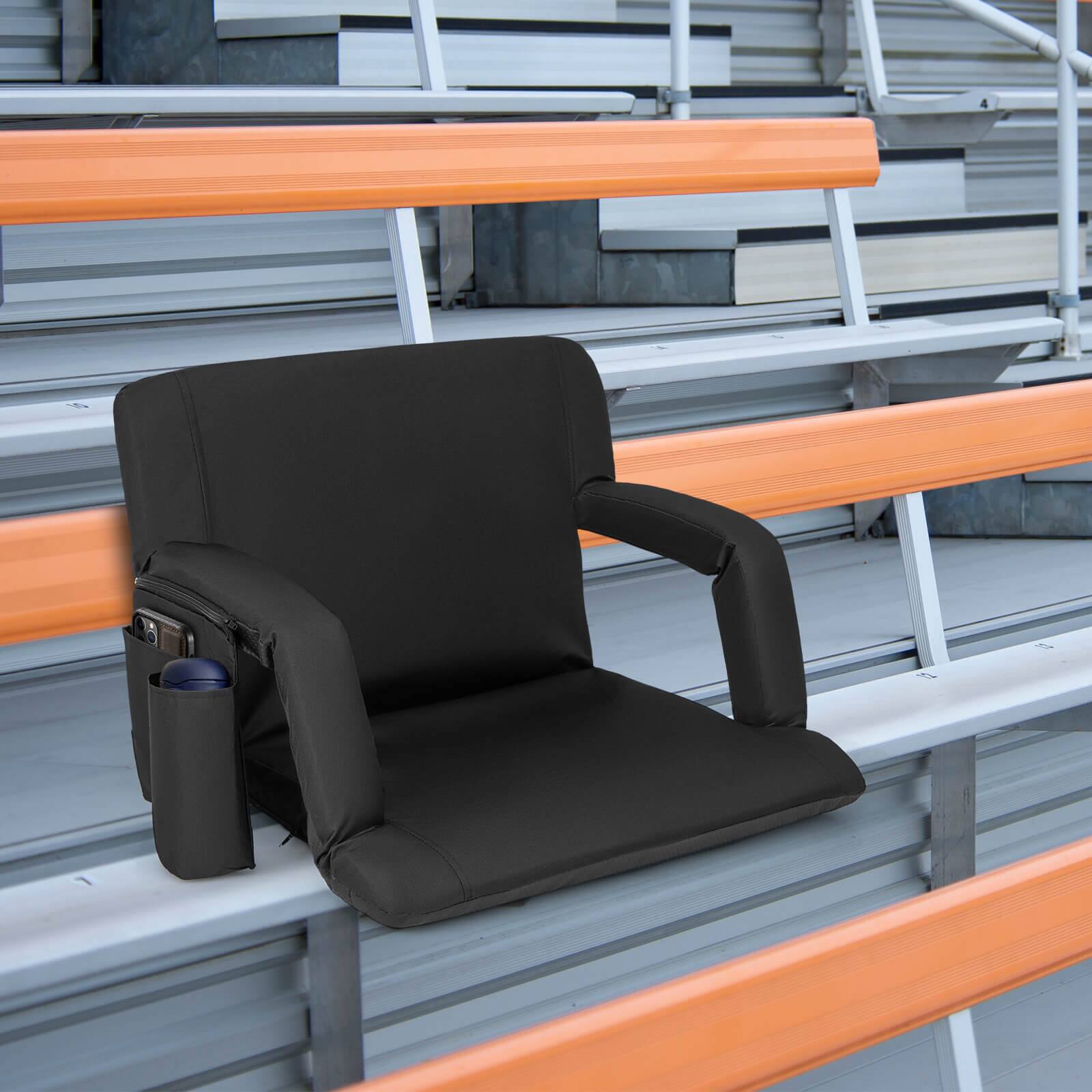 Alt View 1. Costway - Costway 2 PCS Stadium Seat for Bleachers Bleacher Chair with 6 Adjustable Positions Back Support - Black.