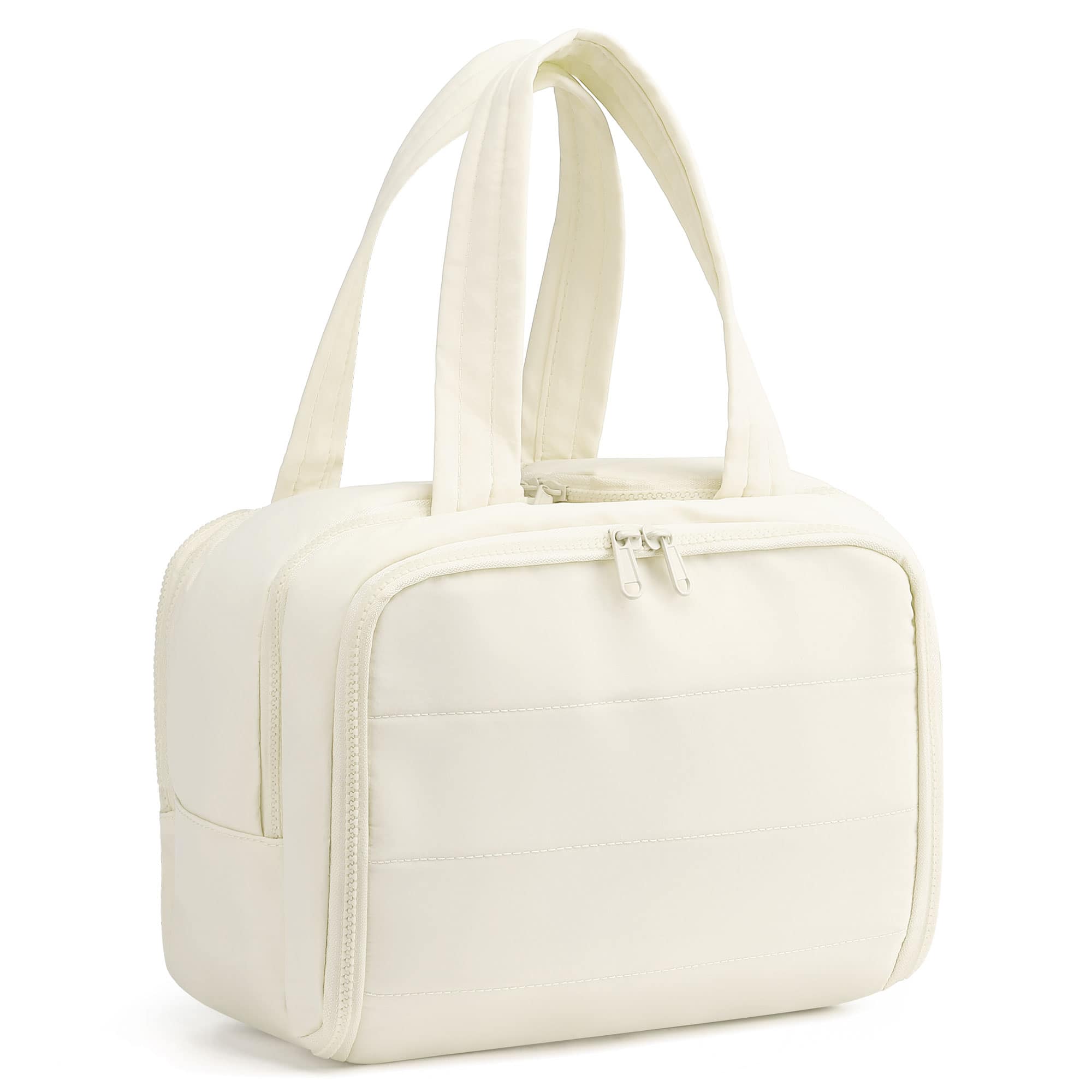 Unique Bargains - Puffy Makeup Bag, Large Travel Toiletry Bag, Cosmetic Organizer for Women with Handle, Lightweight - Beige price history on PriceWatchPro
