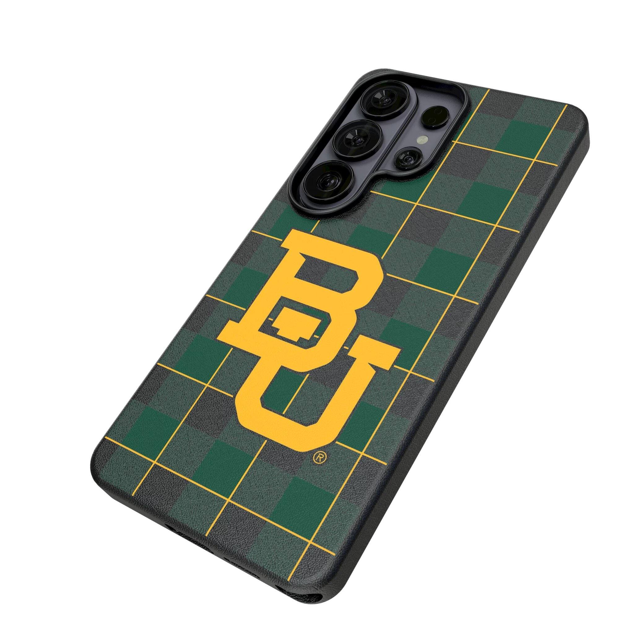 Alt View 1. Keyscaper - Baylor Bears Plaid Galaxy Magnetic Bump Case - S25 Ultra - Black.