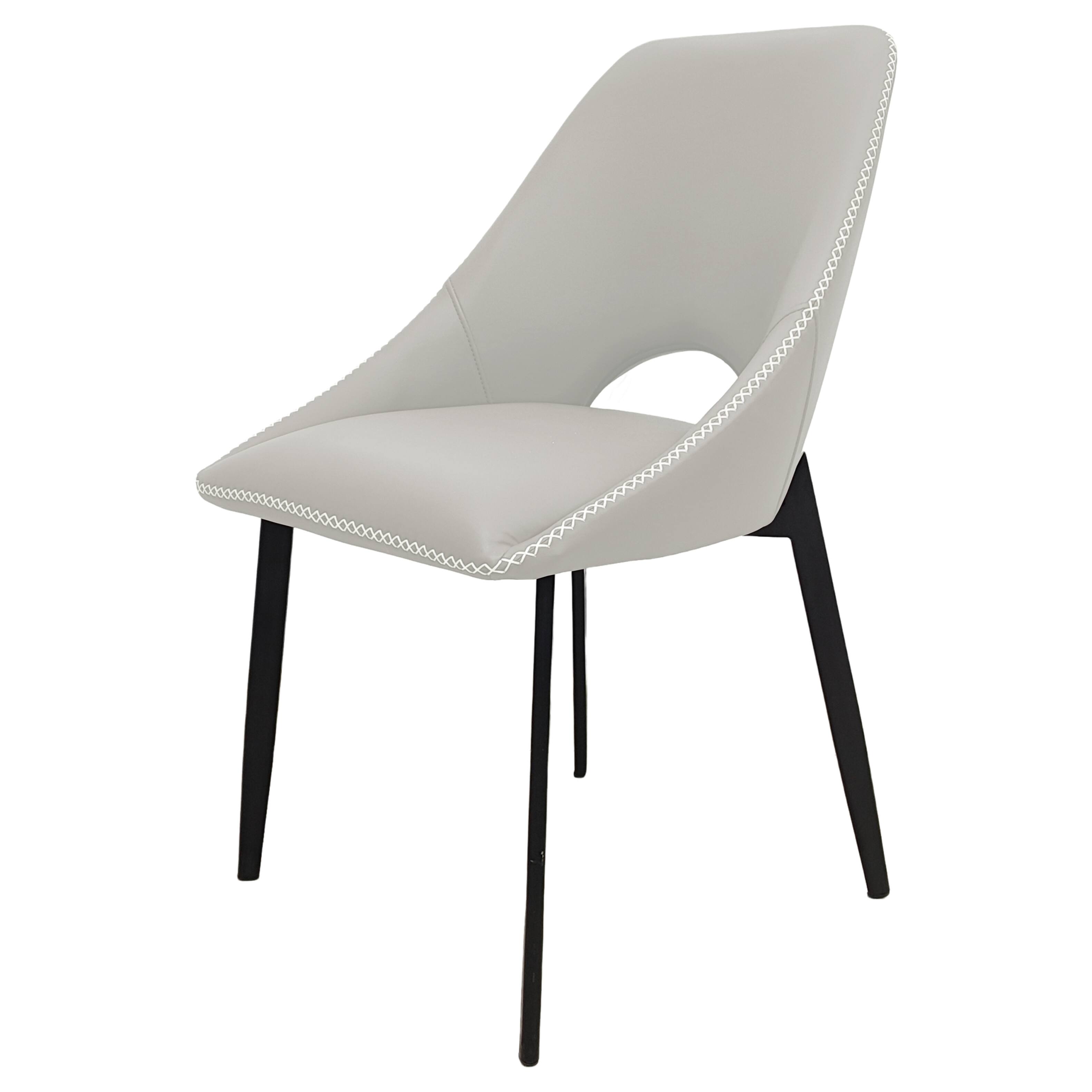 Alt View 8. LeisureMod - Amalfi Modern Upholstered Fabric Dining Chair, Curved Open Back Accent Side Kitchen Chair with Metal Legs - Grey.