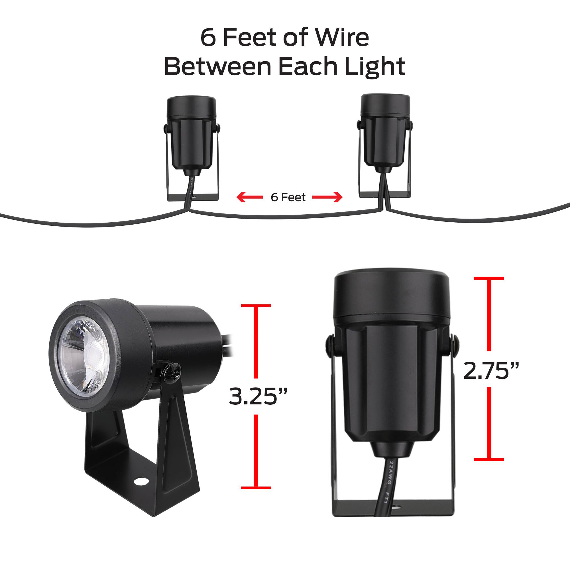 6 Feet of Wire Between Each Light

6 Feet

3.25" 

2.75" 

22AWG FT1