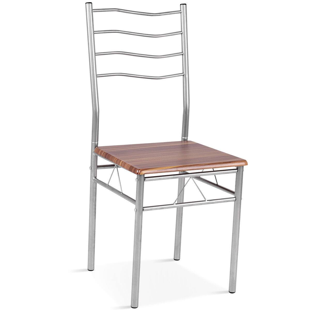 Alt View 16. Costway - 5 Piece Dining Table Set Wood Metal Kitchen Breakfast Furniture with 4 Chair Walnut - Walnut.