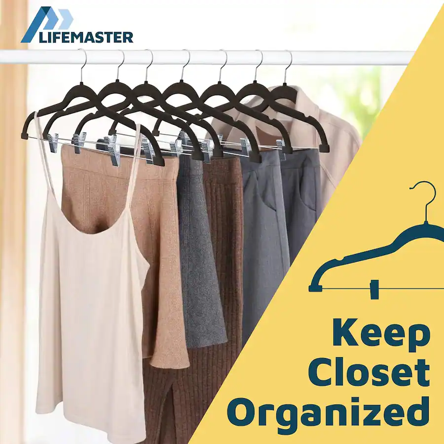 Lifemaster Velvet Skirt Hangers – Adjustable Clips, Swivel Hook, Non ...