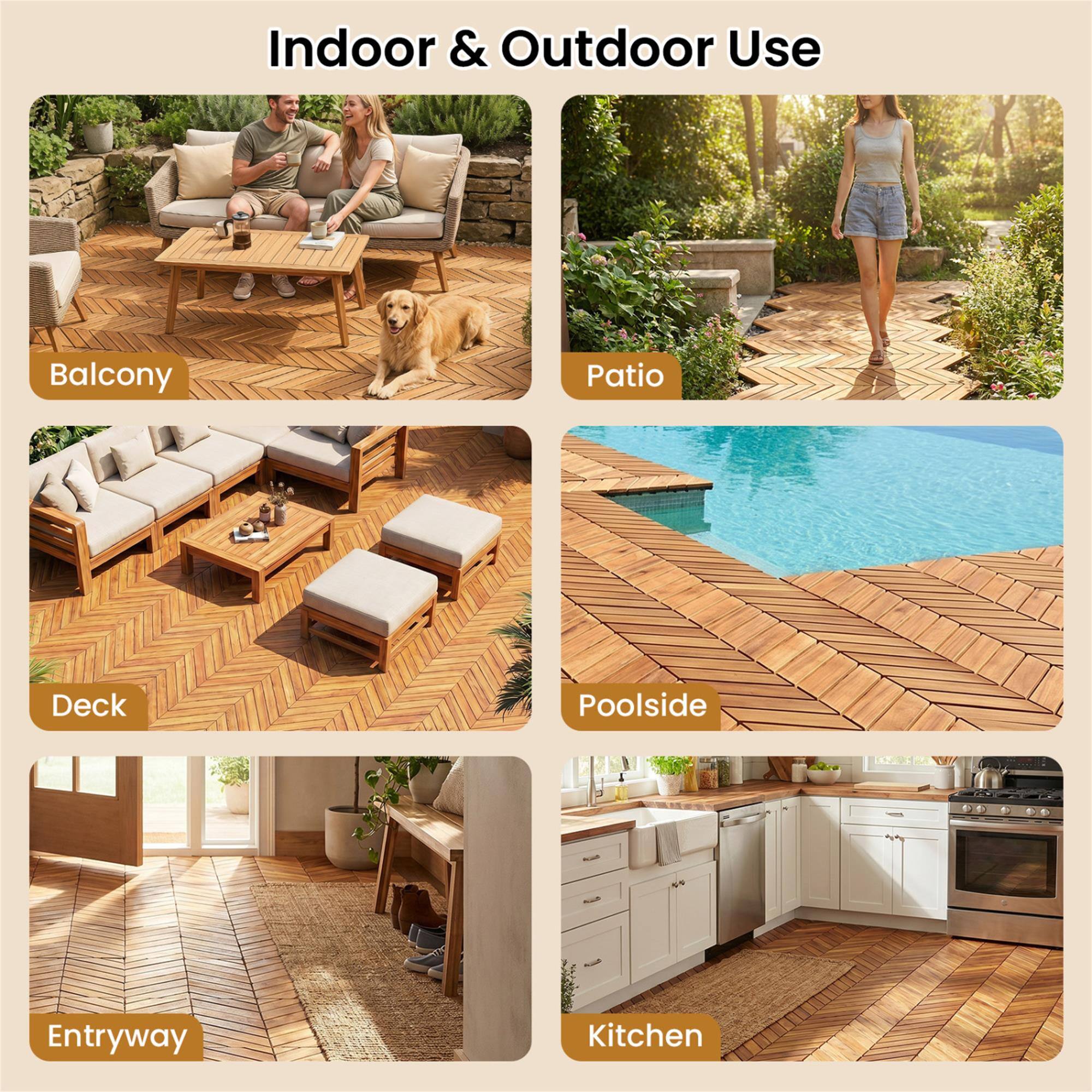 Indoor & Outdoor Use

- Balcony
- Patio
- Deck
- Poolside
- Entryway
- Kitchen