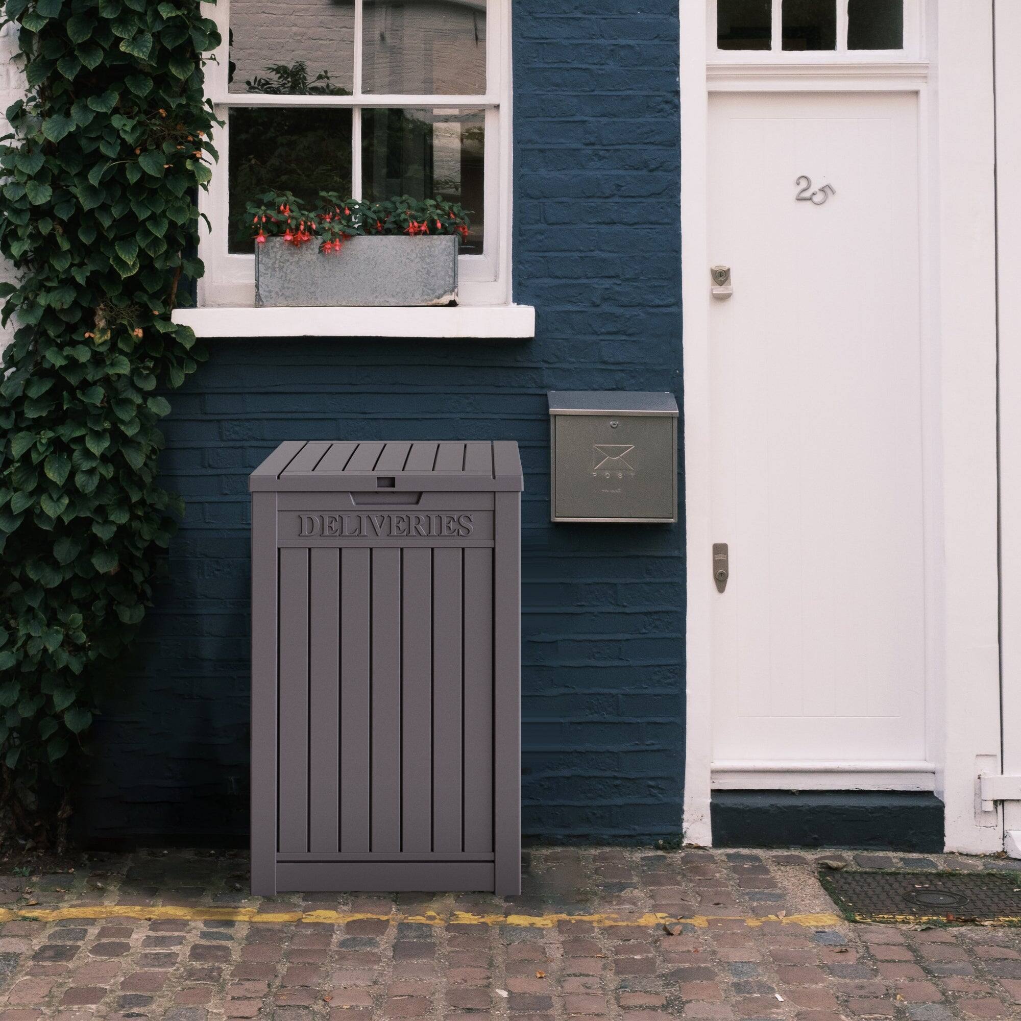 Alt View 3. Mondawe - 51 Gallons Resin Lockable All-Weather Parcel Storage Box - Light Brown.