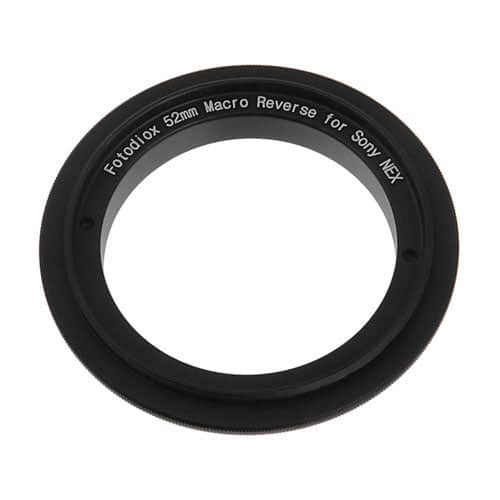 Fotodiox - 52mm Macro Reverse Ring for Sony E-Mount Cameras - Reverse Filter Thread to Camera Mount Adapter