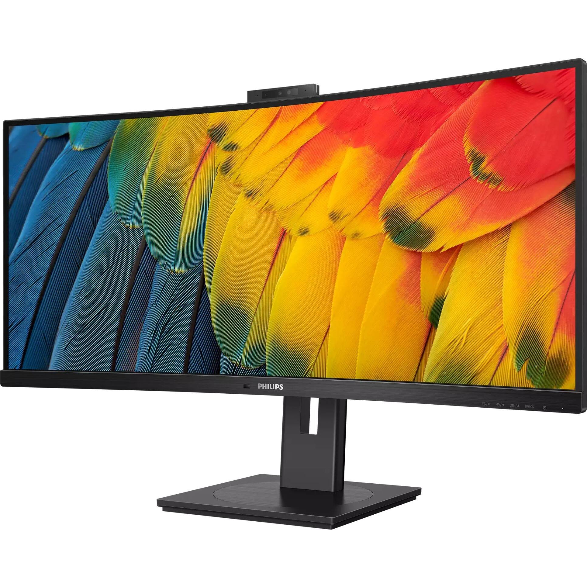 Alt View 6. Philips - Philips Ultrawide 34B1U5600CH 34" Class Webcam UW-QHD Curved Screen LCD Monitor - 21:9 - Textured Black - 34" Viewable - Black.