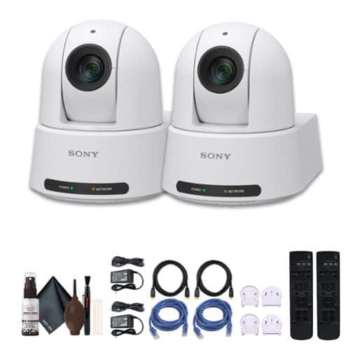 2 x Sony SRG-A40 4K PTZ Camera with Built-In AI and 30x/40x Clear Image Zoom - White