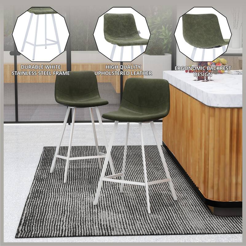 LeisureMod Elland 24 Inch Counter Stool with White Base, Modern ...
