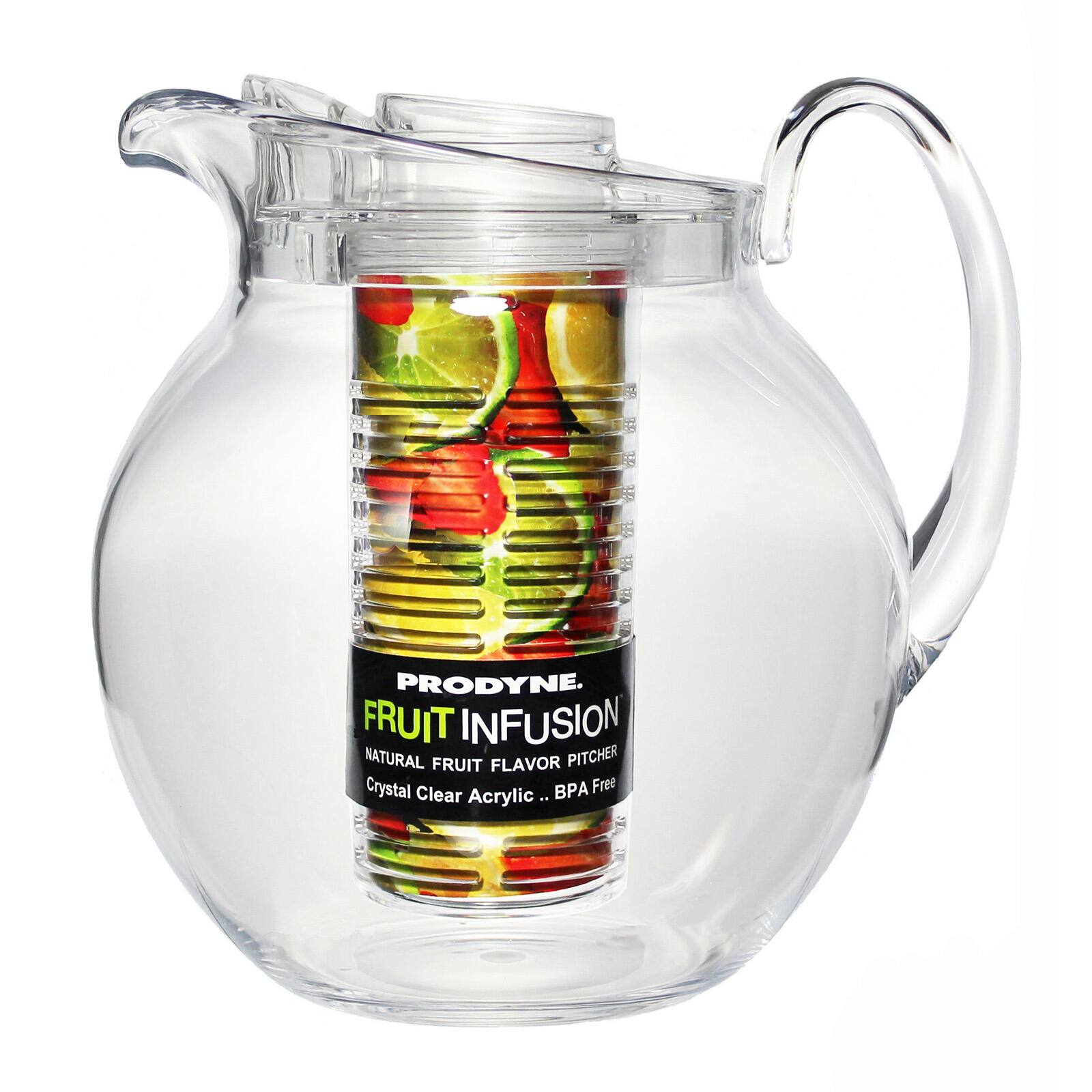 PRODYNE. FRUIT INFUSION NATURAL FRUIT FLAVOR PITCHER Crystal Clear BPA Free Acrylic.