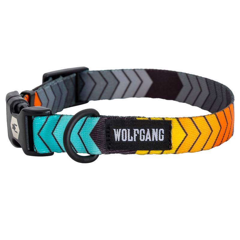Angle. WOLFGANG PET - Wolfgang Multicolored Chevtech Polyester Dog Adjustable Collar Large - Multicolored.