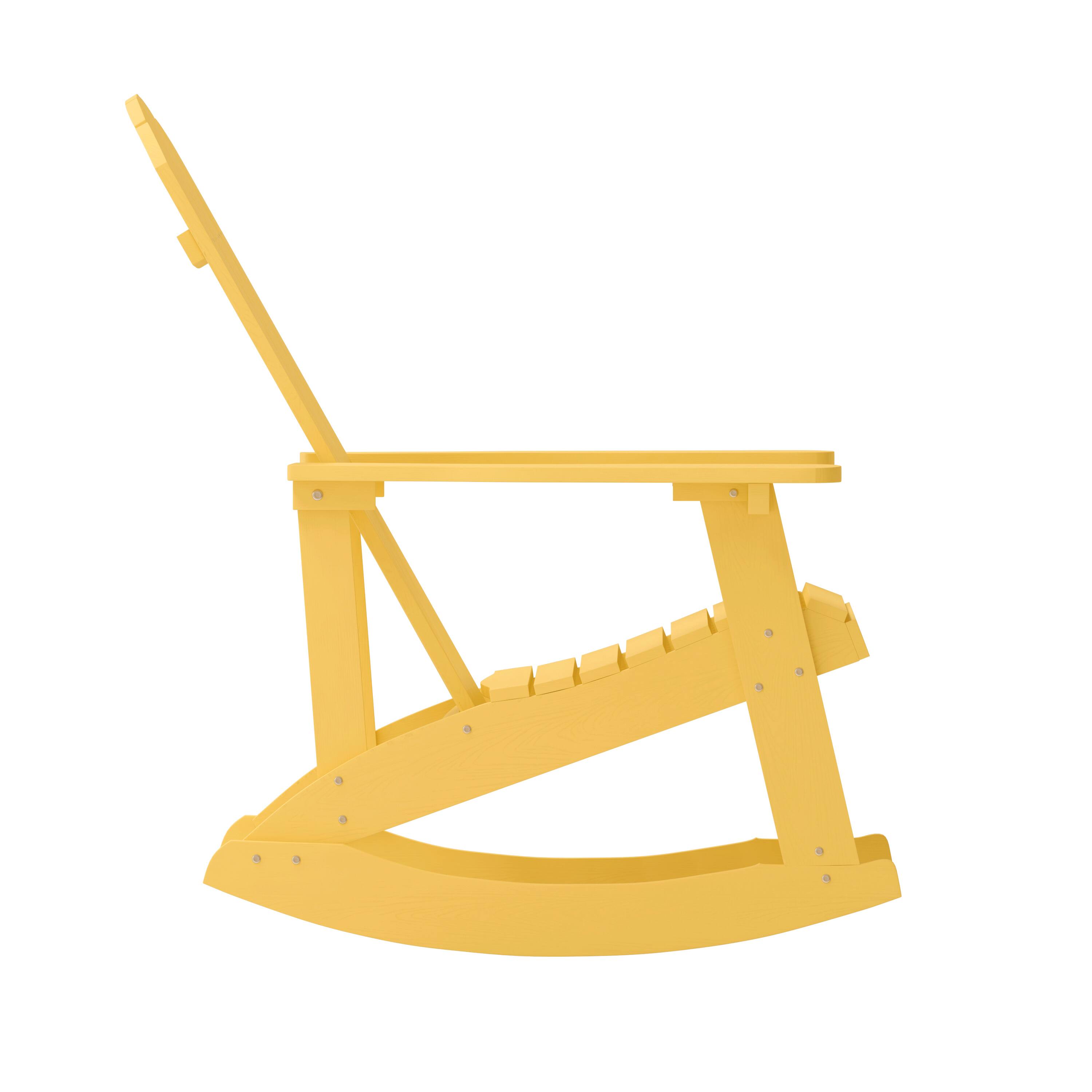 Alt View 8. Emma + Oliver - Classic All-Weather Poly Resin Rocking Adirondack Chair with Stainless Steel Hardware for Year Round Use - Yellow.
