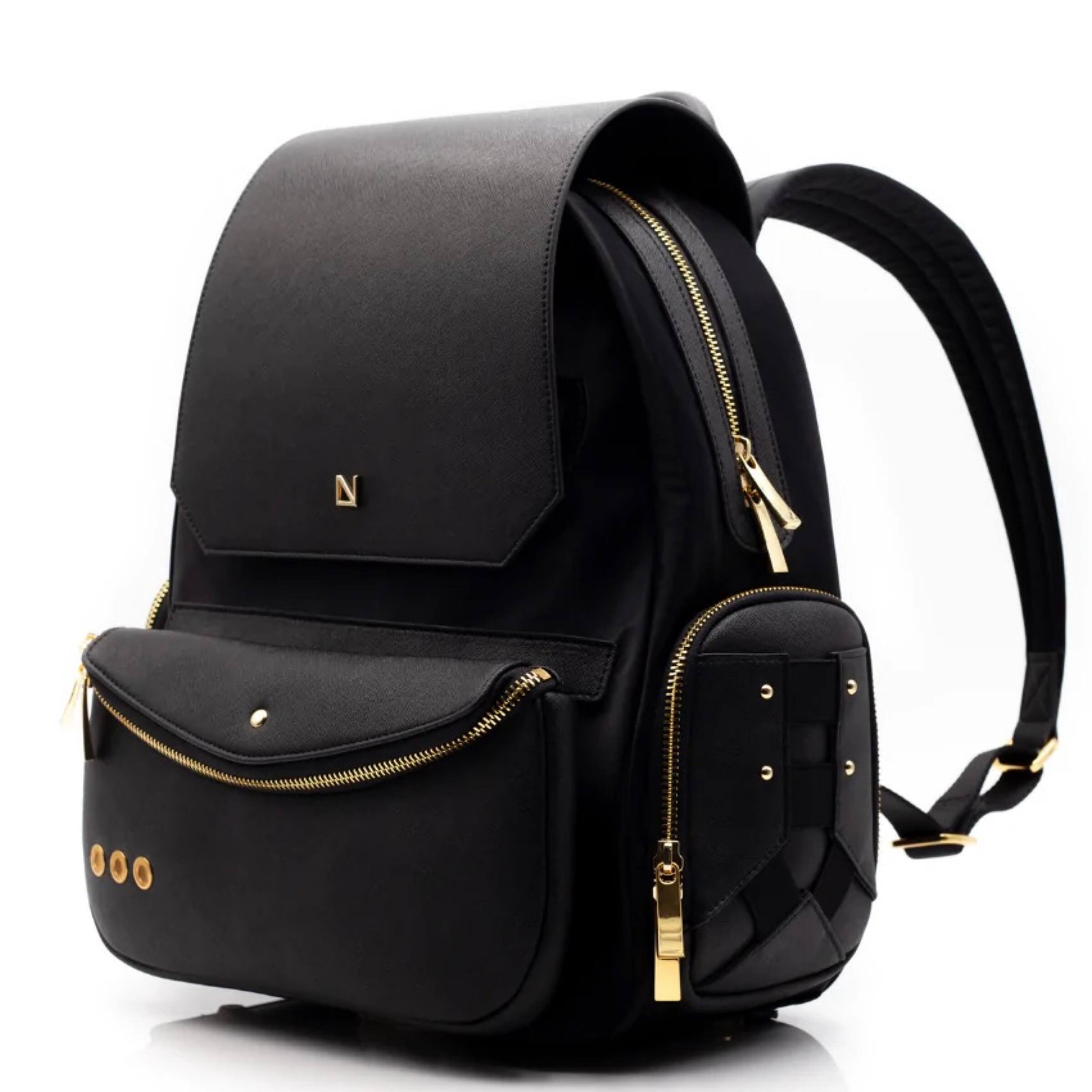 Angle. Lux & Nyx - Lux & Nyx - Zoe 13" Laptop Backpack with Detachable Clutch - Black - Black.