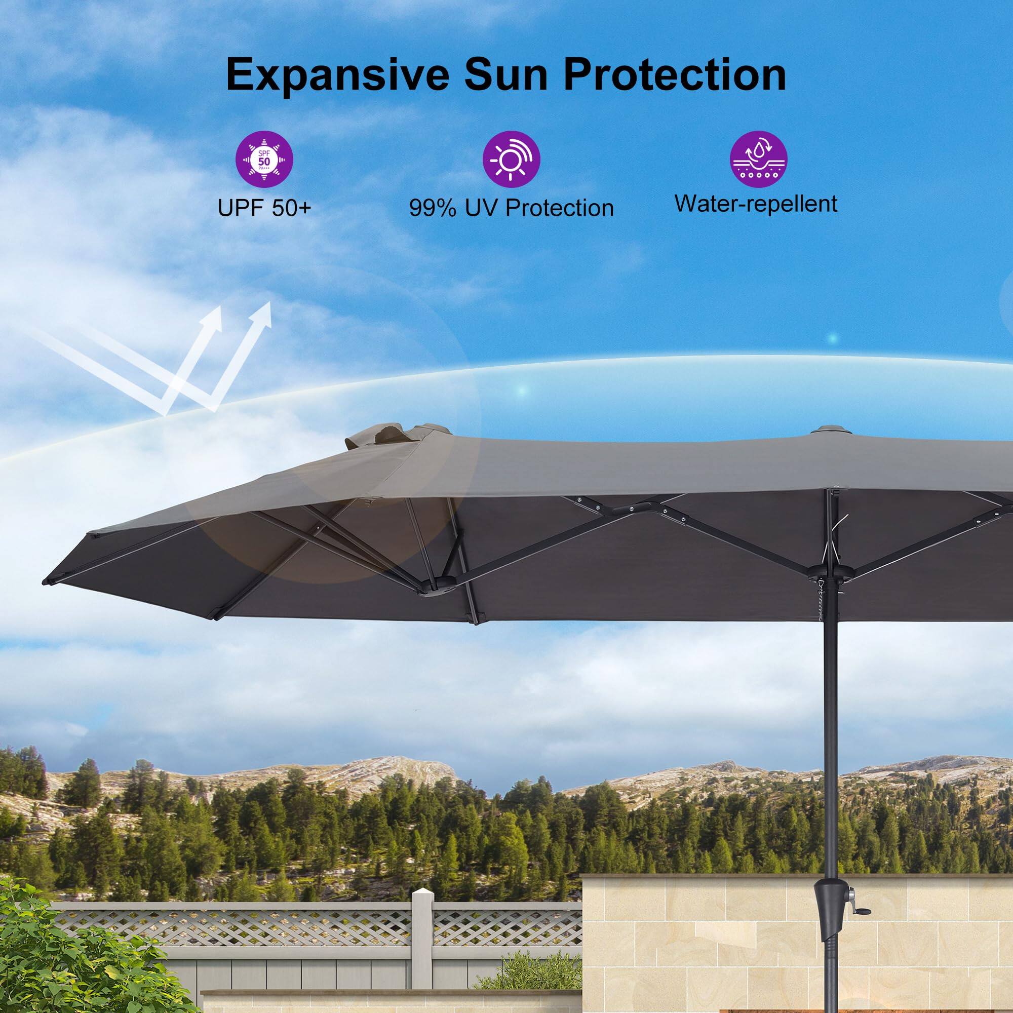 Expansive Sun Protection

- UPF 50+
- 99% UV Protection
- Water-repellent
