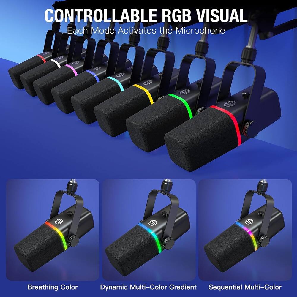 Angle. MOSZAR LLC - USB Dynamic Gaming Microphone – RGB Light, Mute & Gain Control for PC/iPhone.
