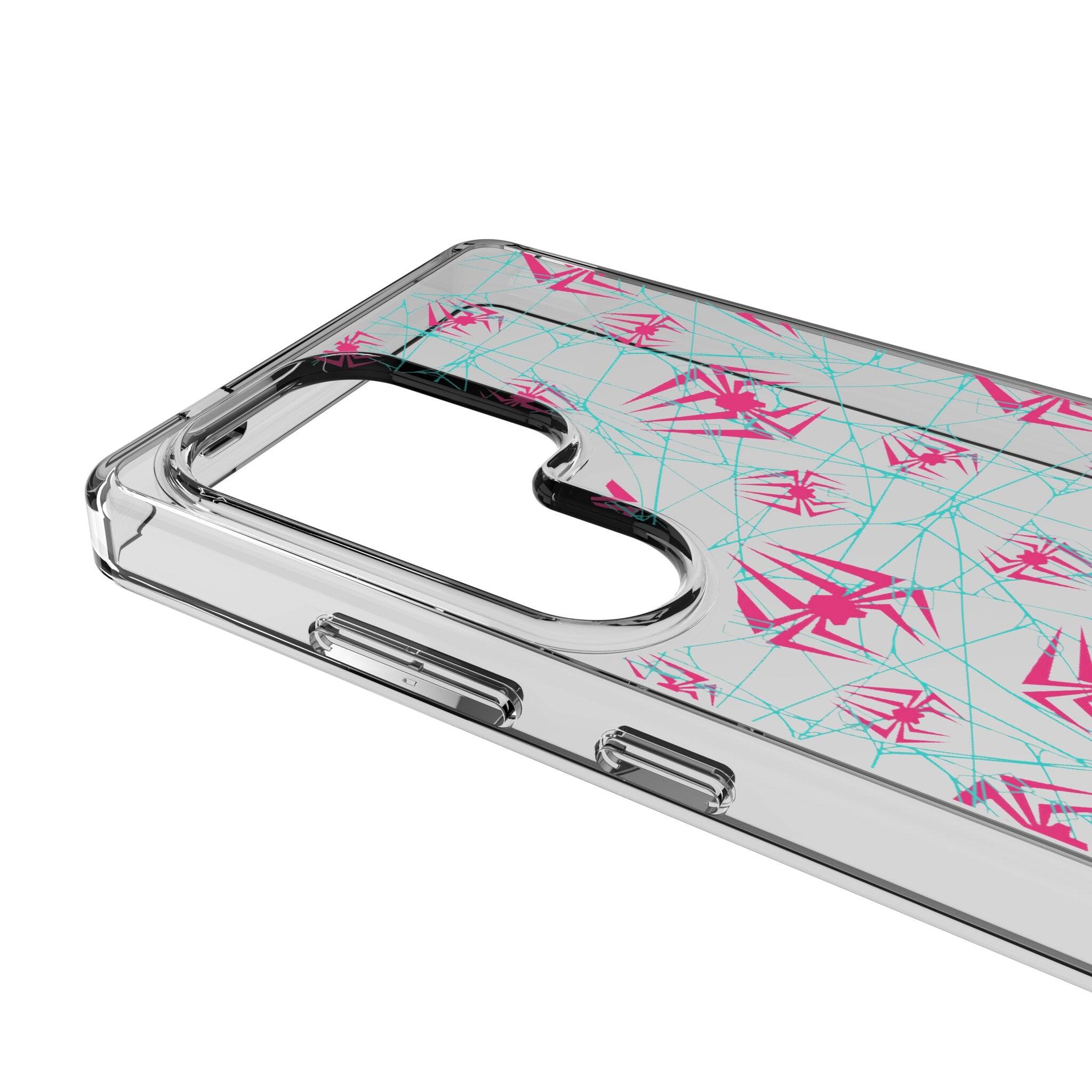 Left. Keyscaper - Marvel Pattern Clear Phone Case - Samsung Galaxy S25 - Spider-Gwen.