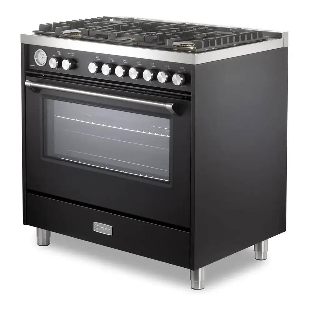 Alt View 3. Verona - Verona Ultima 36" Gas Range with 5 Sealed Burners in (Matte Black) - Matte Black.