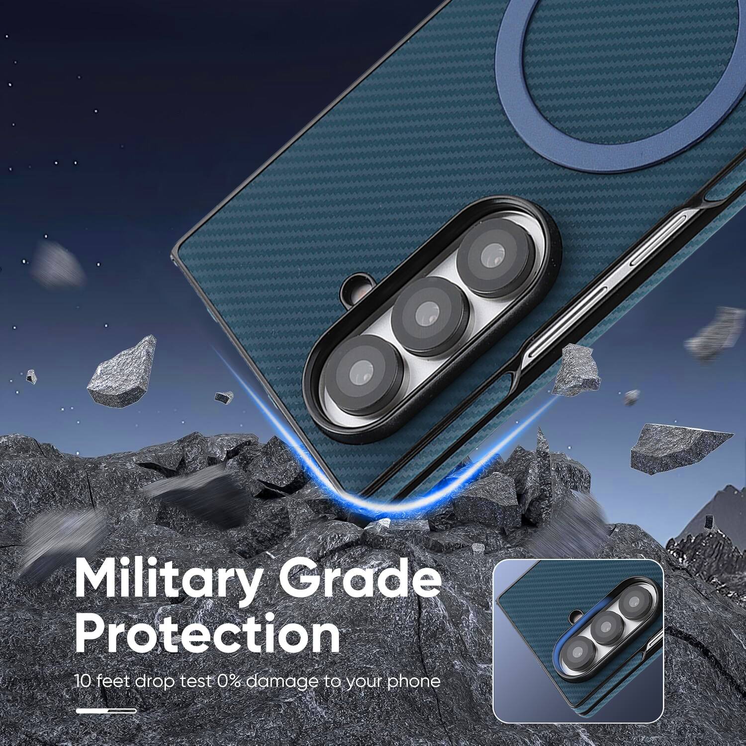 Military Grade Protection  
10 feet drop test 0% damage to your phone