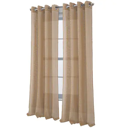 Front. RT Designers Collection - RT Designers Collection Dexter Linen Texture Grommet Light Filtering Window Curtain Panel 54" x 90" Taupe - Taupe.