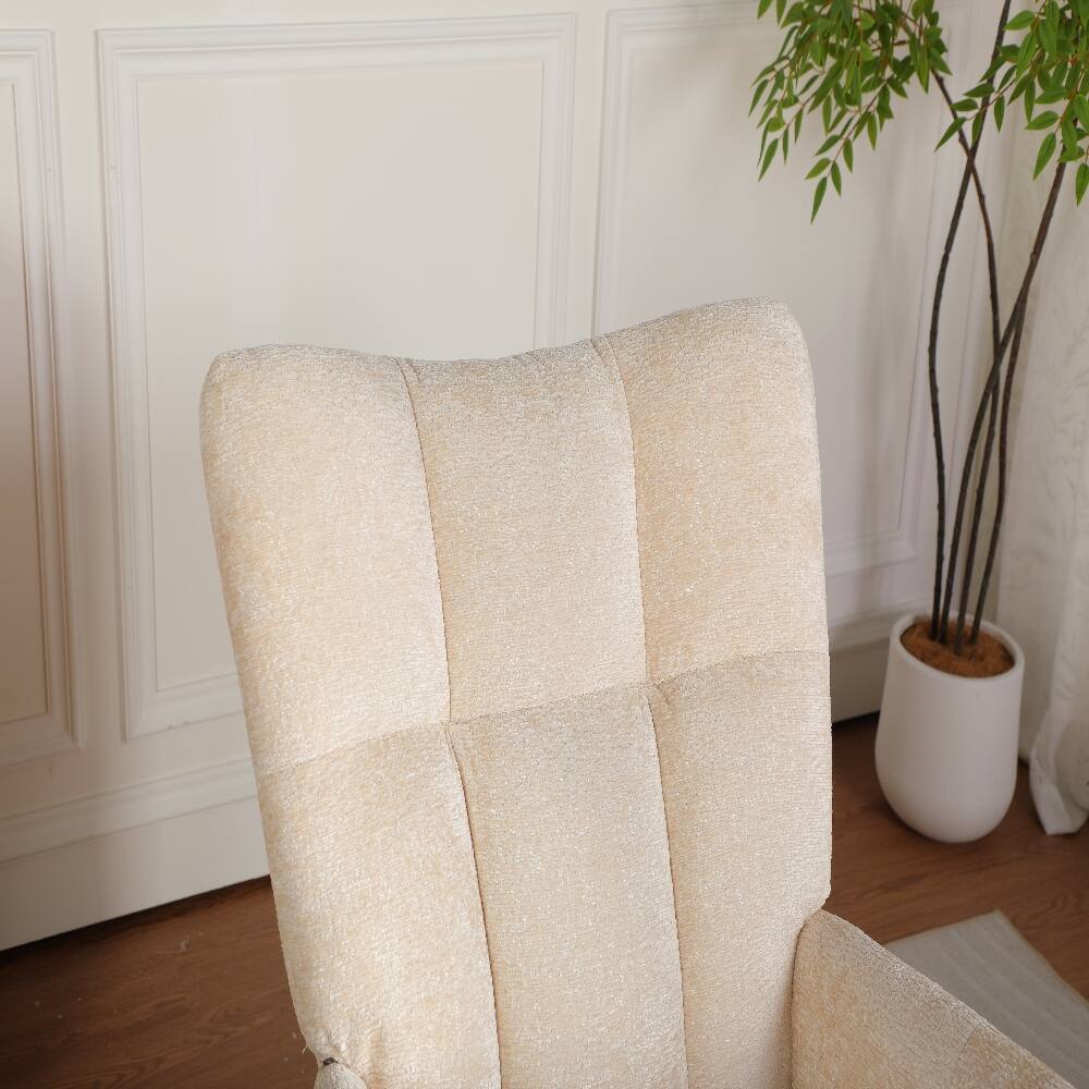 Alt View 4. Loheer - Loheer Modern Maternity Nursery Rocking Chair, Chenille Upholstered High Back Glider with Airbag Lumbar Support, Beige - Beige.