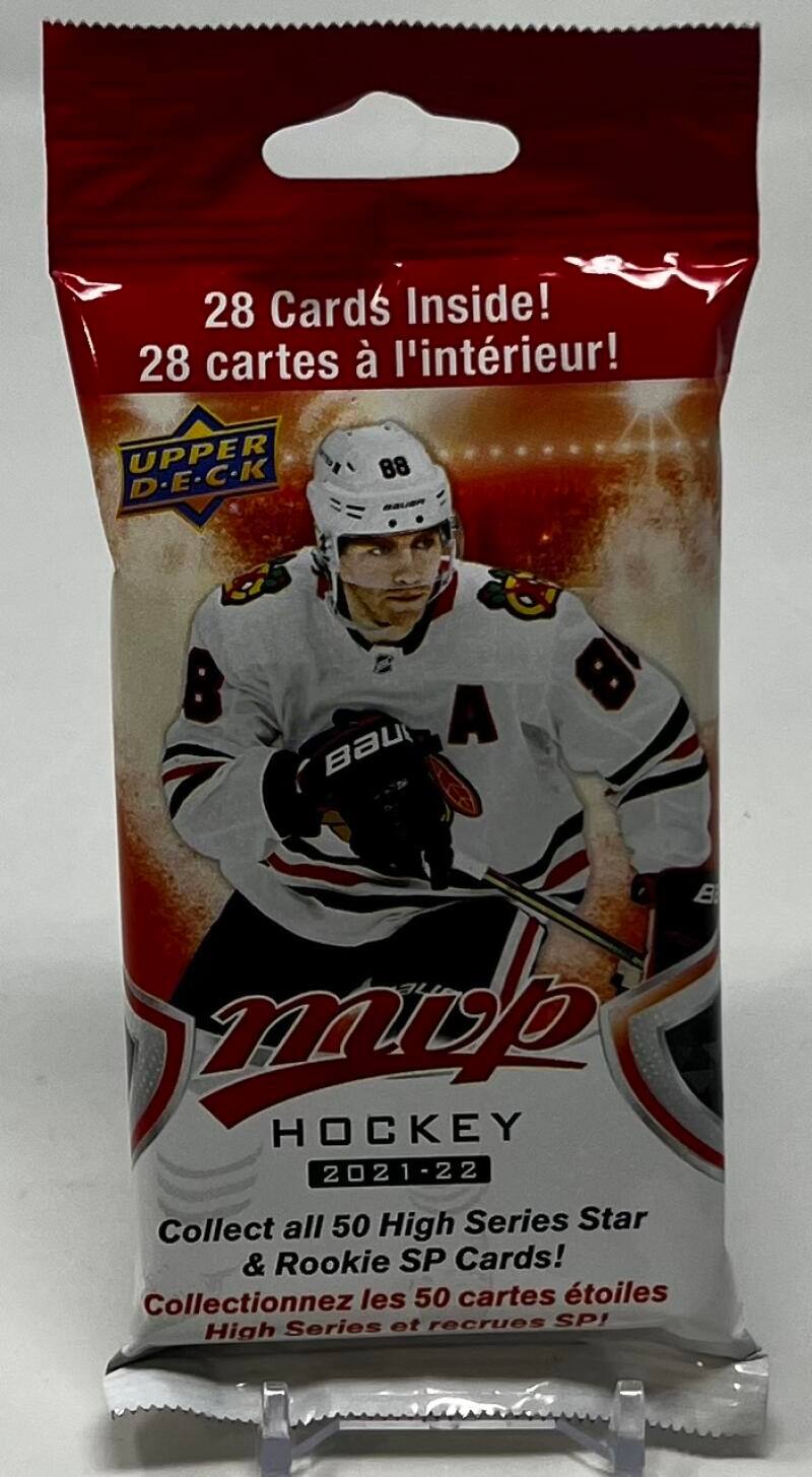 28 Cards Inside!  
28 cartes à l'intérieur!  

UPPER DECK  

HOCKEY 2021-22  

Collect all 50 High Series Star & Rookie SP Cards!  
Collectionnez les 50 cartes toiles Series et recrues SP High