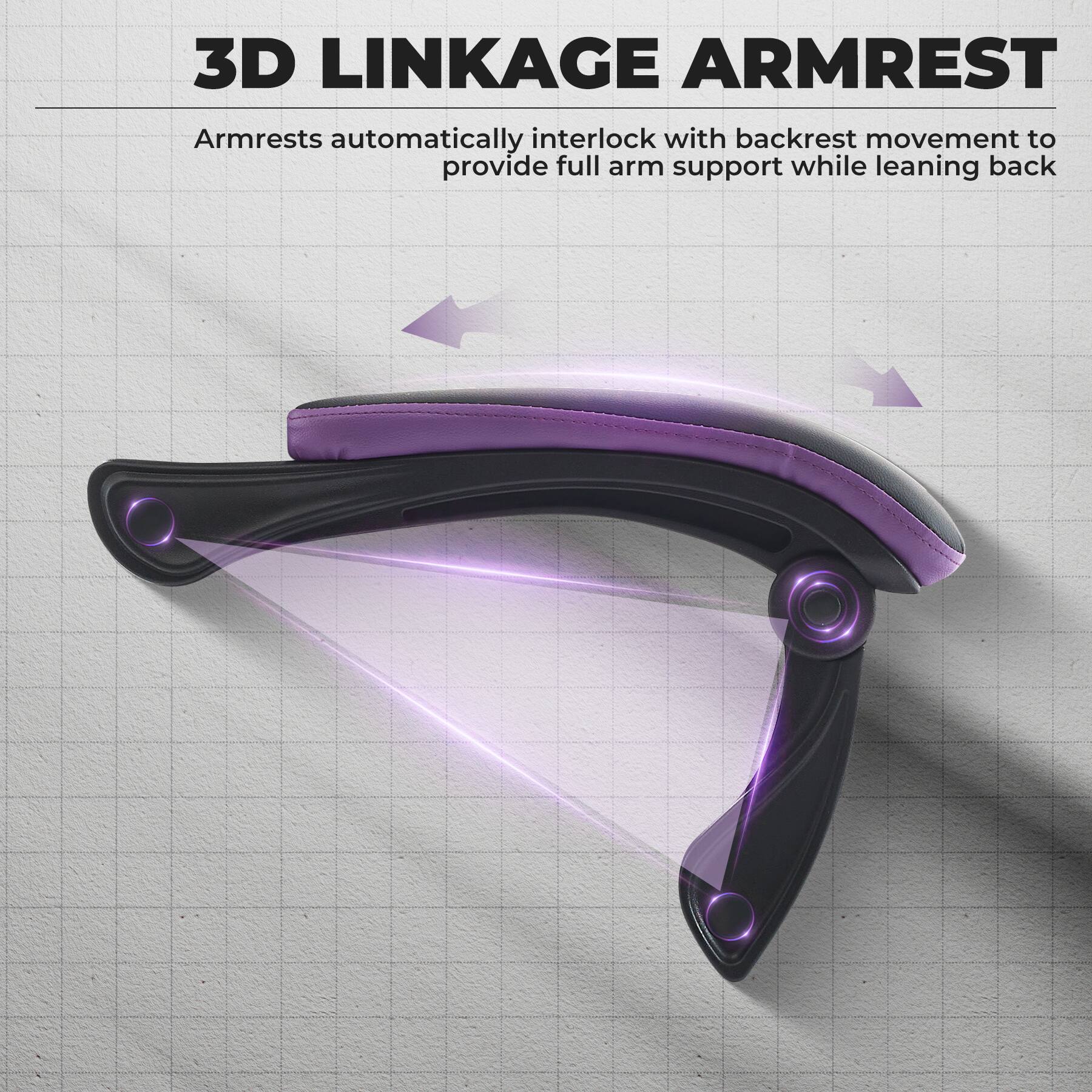 3D LINKAGE ARMREST

Armrests automatically interlock with backrest movement to provide full arm support while leaning back