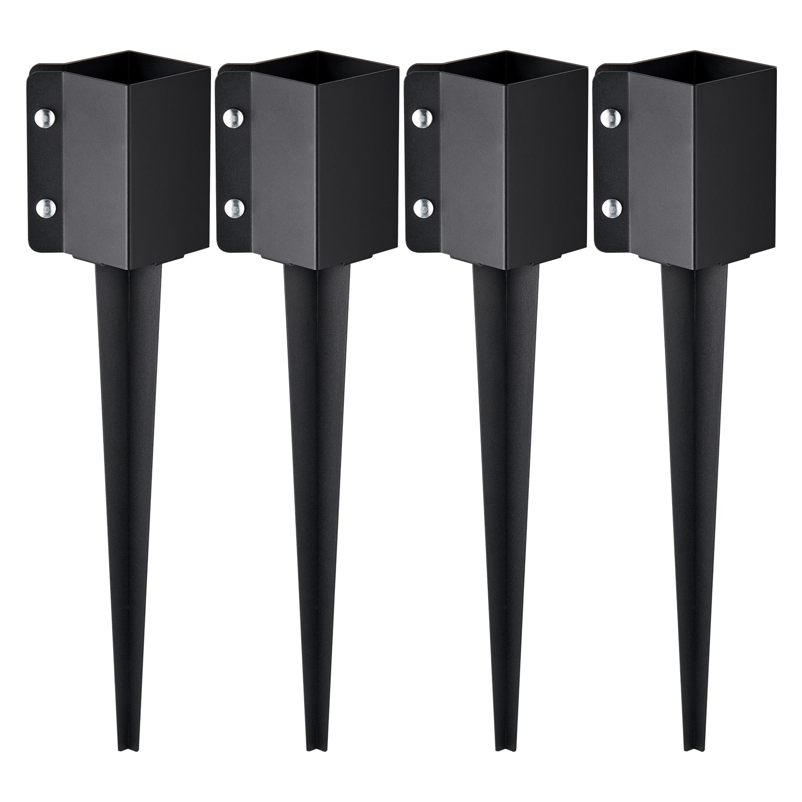 VEVOR - Fence Post Anchor Ground Spike, 4 Pack 24 x 4 x 4 Inches Outer Diameter (Inner Diameter 3.5 x3.5 Inches) - Black