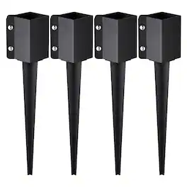 VEVOR - Fence Post Anchor Ground Spike, 4 Pack 24 x 4 x 4 Inches Outer Diameter (Inner Diameter 3.5 x3.5 Inches) - Black